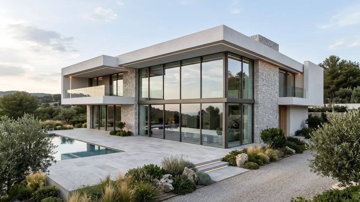 Modernes Wohnhaus mit Glasfront – Architekturfotografie Berlin