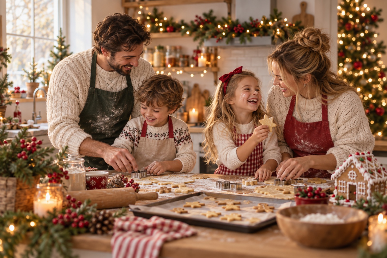 Family baking cookies – Christmas photoshoot Berlin
