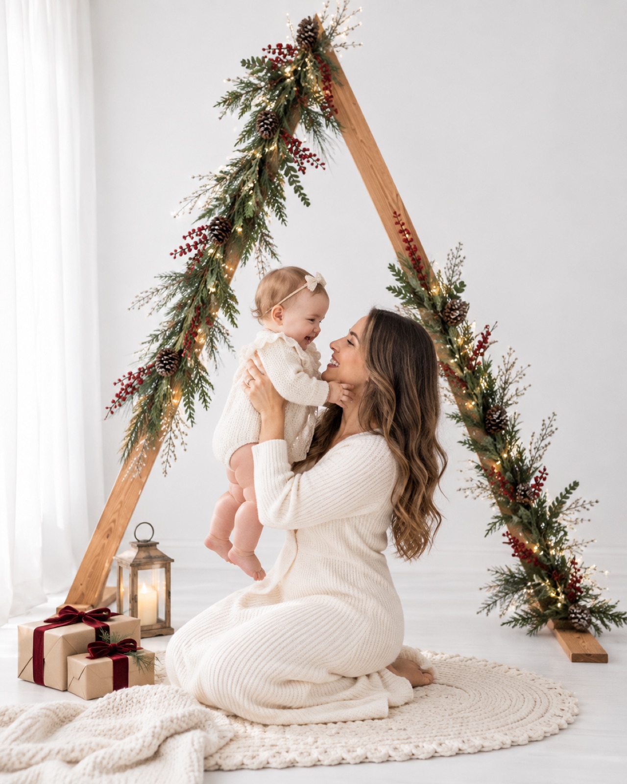 Mother with baby in the Scandi set – Christmas photoshoot Berlin