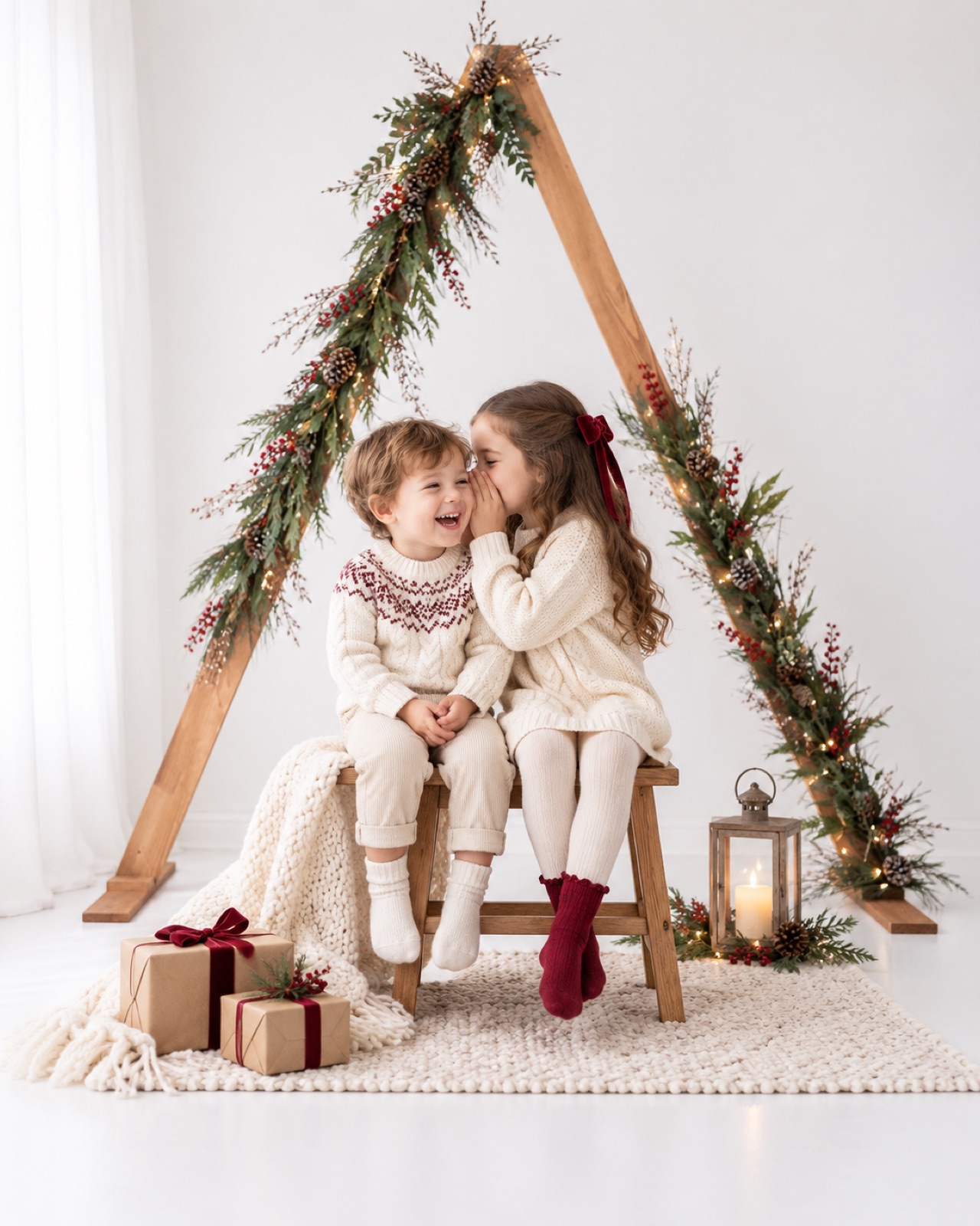 Siblings in the Scandi set – Christmas photoshoot Berlin