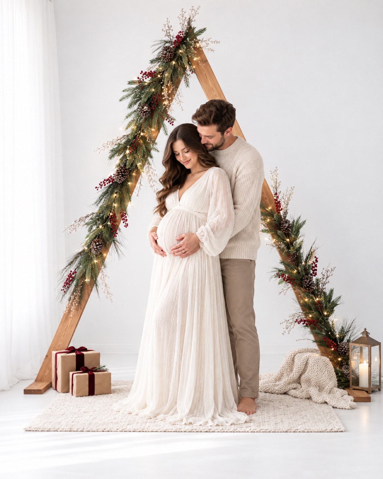 Maternity session in the Scandi set – Christmas photoshoot Berlin